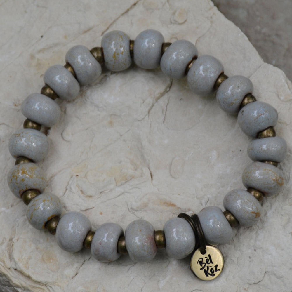 Bel Koz Round Clay Bead Bracelet - Oyster